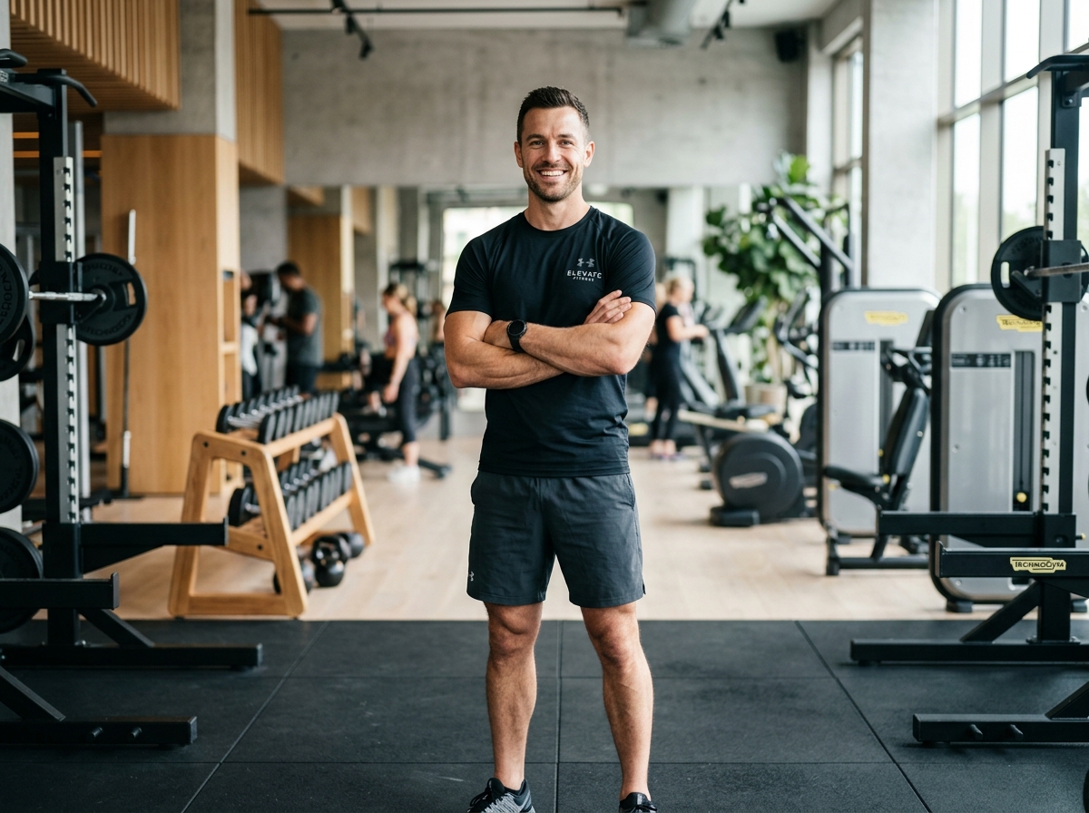 Europäischer Fitness-Trainer im Sportstudio